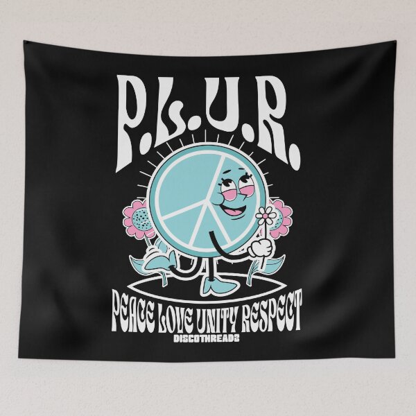 Item preview, PLUR - Peace Mascot Flowers (White) designed and sold by Discothreadz.