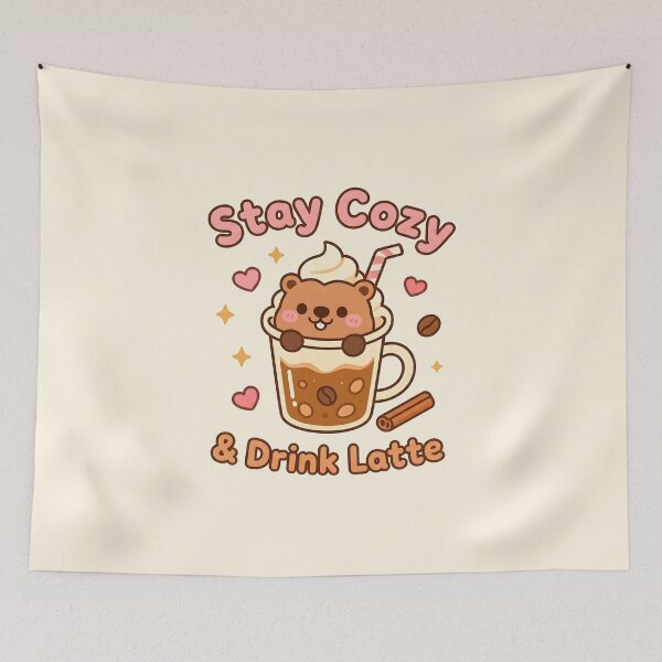 Item preview, Stay Cozy and Drink Latte - Kawaii Coffee Lover designed and sold by LuloCreative.