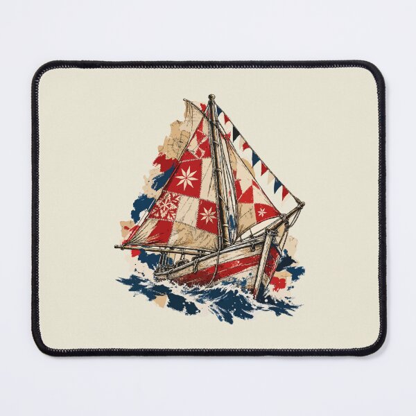 Item preview, Christmas sailboat unfurls sails amidst ink and cutouts designed and sold by Honu2025.