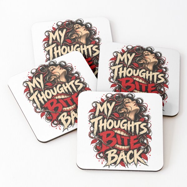 Item preview, My Thoughts Bite Back – Dark Horror Typography designed and sold by NourTaiba.