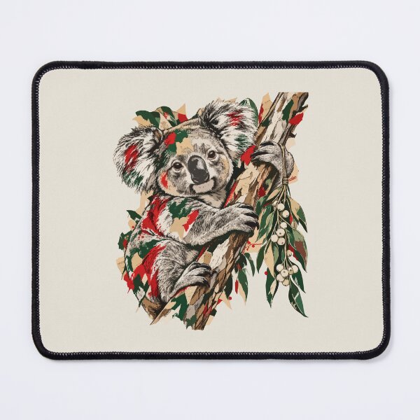 Item preview, Christmas koala hugs mistletoe amidst ink and cutouts designed and sold by Honu2025.