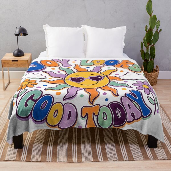 Item preview, Groovy Smiling Sunshine Retro Rainbow Hippie Positive Vibes Joy Looks Good Today Art designed and sold by inkoutninja.