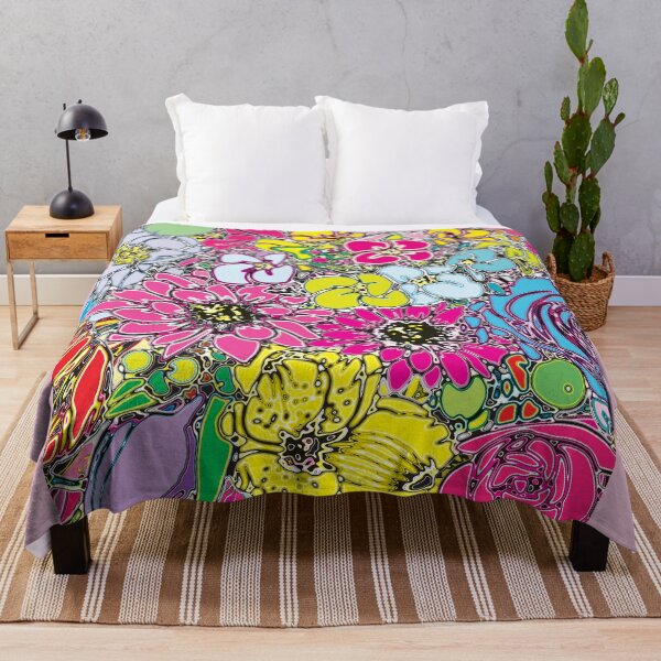 Item preview, Maximalist Abstract Electric Floral Pop Art designed and sold by cremedecolor.