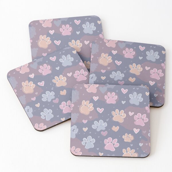 Item preview, Pastel Paw Prints and Hearts Pattern designed and sold by WyldLuna.