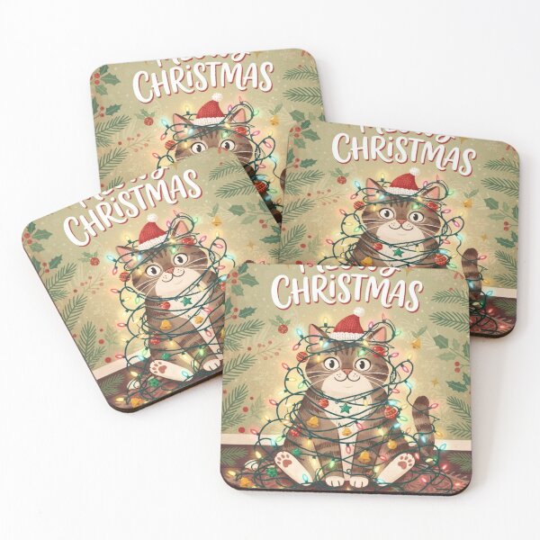 Item preview, Meowy Christmas Cute Cat Tangled in Fairy Lights Funny Holiday Card Design designed and sold by SAMORA ORIGINALS.