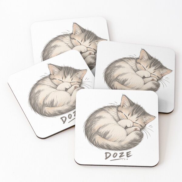 Item preview, Sleepy Cat DOZE | Minimal Pencil Illustration designed and sold by Manish Pawar | Art & Illustrations.