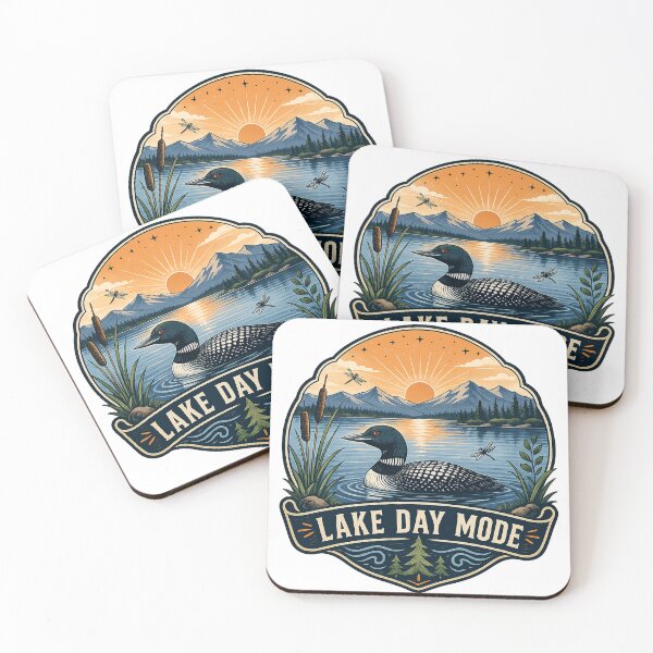 Item preview, Lake Day Mode Common Loon Mountain Sunset Vintage Wilderness Nature Art designed and sold by inkoutninja.