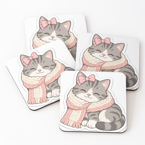 Item preview, Cute Cat Ari Napping with Pastel Pink Bow designed and sold by GNDSW-Sticker.