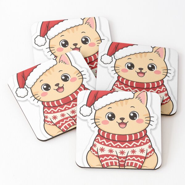Item preview, Cute Christmas Cat in Santa Hat designed and sold by GNDSW-Sticker.