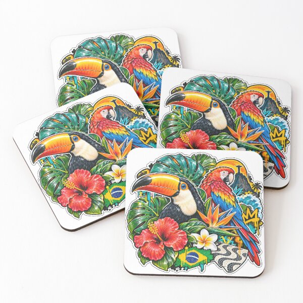 Item preview, Brazilian Tropical Birds Graffiti Stickerbomb Art designed and sold by RH Design Lab.