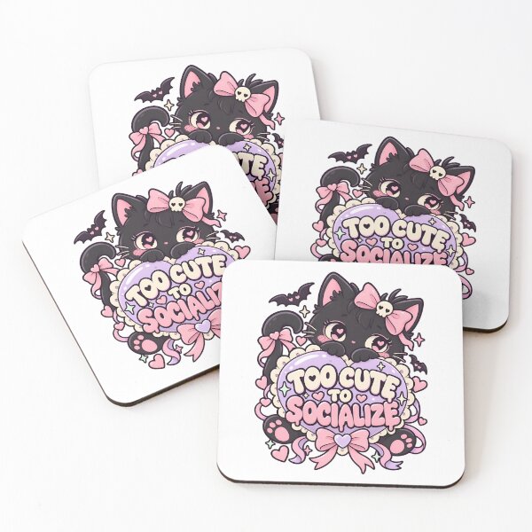 Item preview, Too Cute to Socialize Pastel Goth Black Cat designed and sold by LoafLogic.