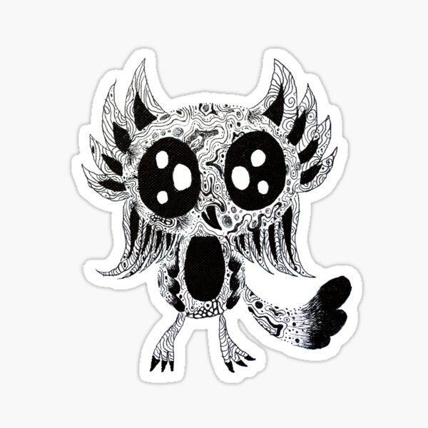 the owl bird black and white drawing  Sticker