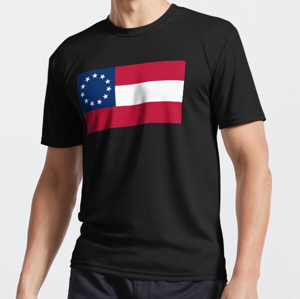 Stars & Bars. USA, America, First American National Flag, 11 stars, 1861, on BLACK. Active T-Shirt
