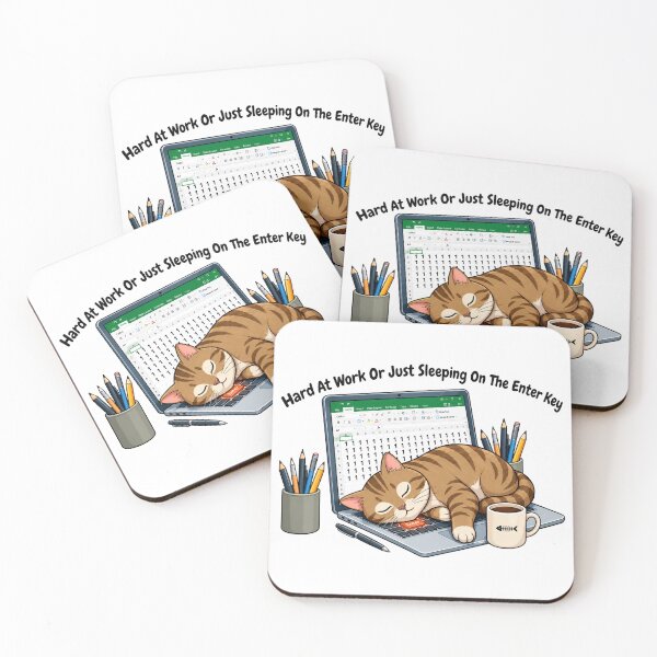 Item preview, Hard At Work Or Just Sleeping On The Enter Key Funny Cat Laptop designed and sold by spreadsheetcafe.