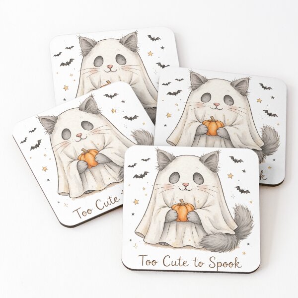 Item preview, Ghost Cat Too Cute to Spook – Cute Halloween Sheet Ghost Cat Sweatshirt Gift for Cat Lovers designed and sold by HoneyCookies.