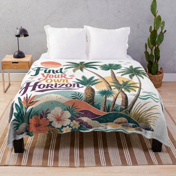 Item preview, Tropical Palm Trees Retro Sunset Coastal Paradise Inspirational Find Your Own Horizon Art designed and sold by inkoutninja.