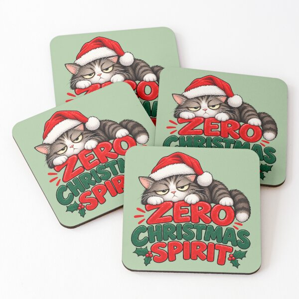 Item preview, Lazy Santa Claus cat with zero Christmas spirit designed and sold by Orbitly Studio.