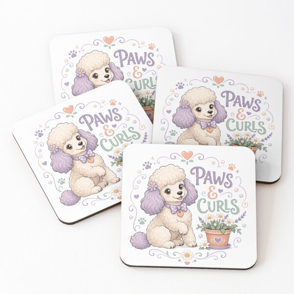 Item preview, Paws & Curls Cute Lavender Poodle Floral Cottagecore Dog Lover Art designed and sold by inkoutninja.