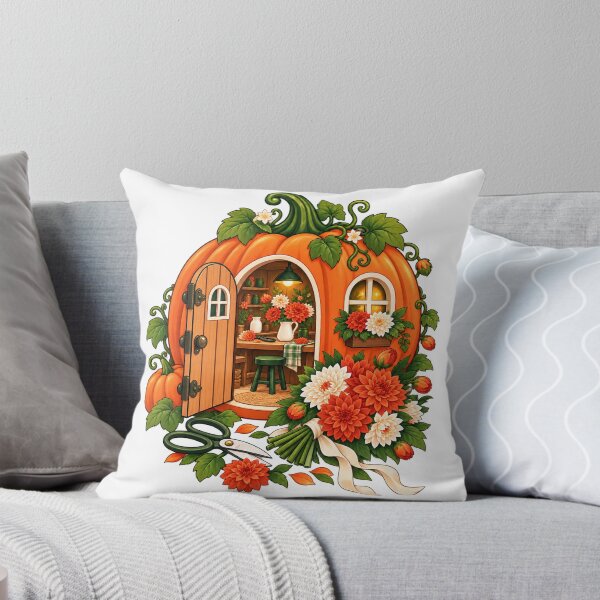 Item preview, Dahlia Florist Pumpkin Cottage with Ribbon and Scissors designed and sold by skyartdesign.