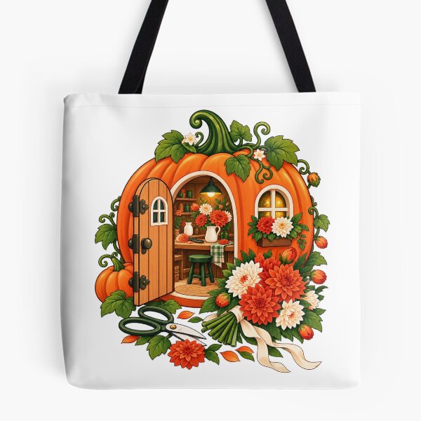 Item preview, Dahlia Florist Pumpkin Cottage with Ribbon and Scissors designed and sold by skyartdesign.
