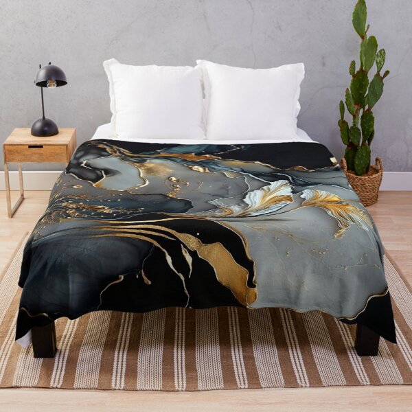 Item preview, Golden Lily Garden – Gold Grey Lily Alcohol Ink Art designed and sold by inkvestor.