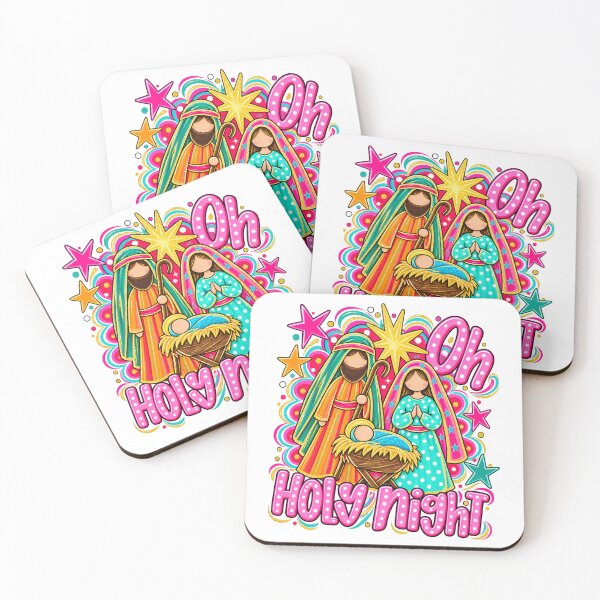 Item preview, Colorful Nativity Scene with Oh Holy Night Lettering designed and sold by Denenberg Jardel.