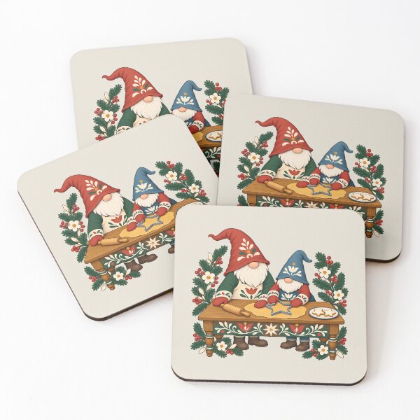 Item preview, Cozy Nordic Christmas Gnomes Baking Star Cookies designed and sold by MythicCotton.