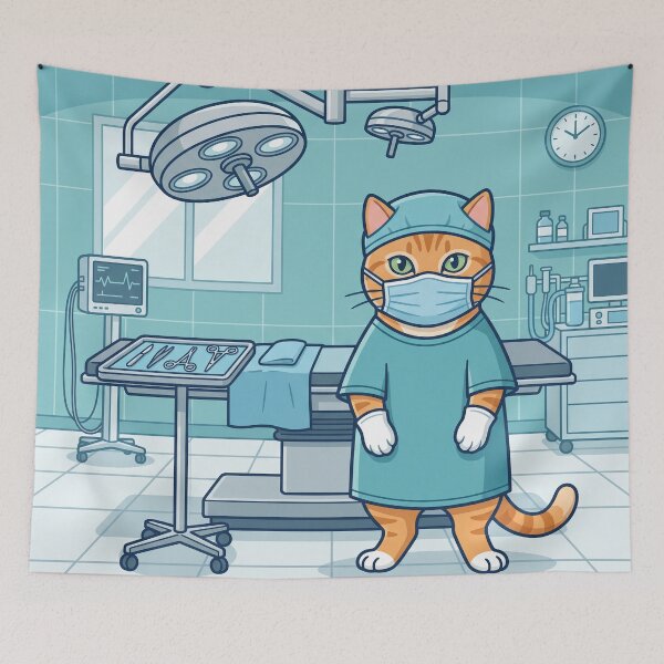 Artikelvorschau, Chirurgenkatze im Operationssaal entworfen und verkauft von Glamalt.