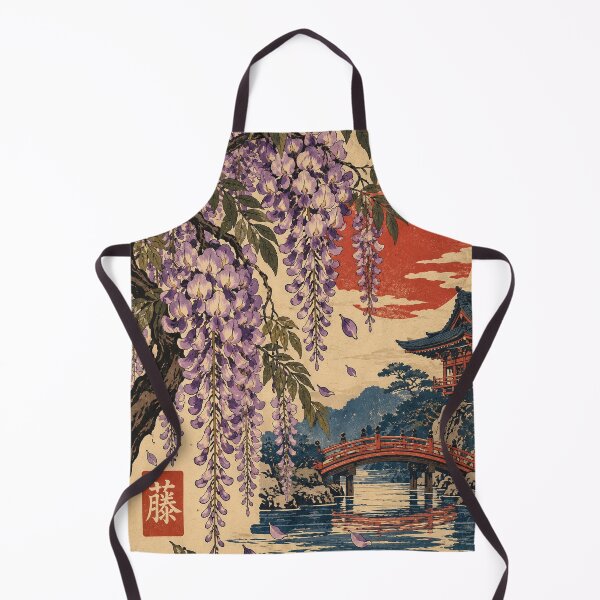 Item preview, Japanese Wisteria - Hanging Blossoms Beside Shrine and Bridge designed and sold by bapupa.