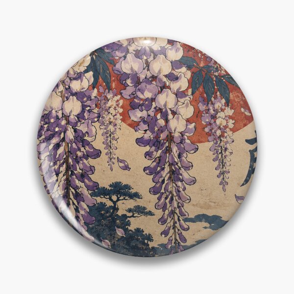 Item preview, Japanese Wisteria - Purple Blossoms Above Red Bridge and Sun designed and sold by bapupa.