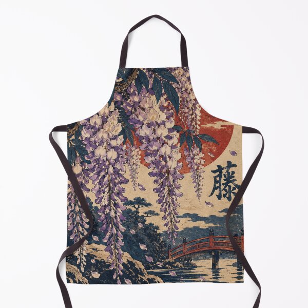 Item preview, Japanese Wisteria - Purple Blossoms Above Red Bridge and Sun designed and sold by bapupa.