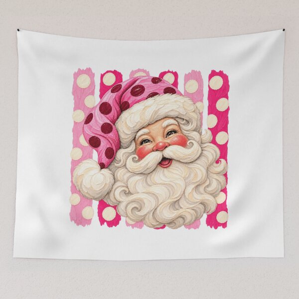 Item preview, Vintage Christmas Santa with Pink Polka Dot Hat designed and sold by Jone Cham.