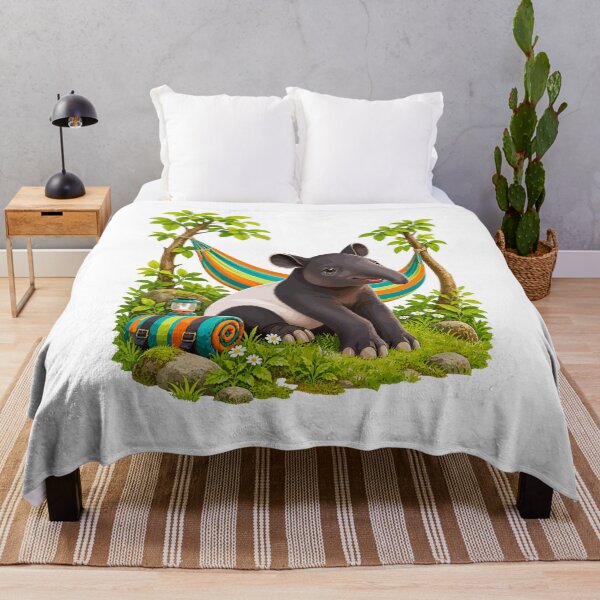 Item preview, Little tapir at the colorful hammock camp designed and sold by Gloddeck Prints.