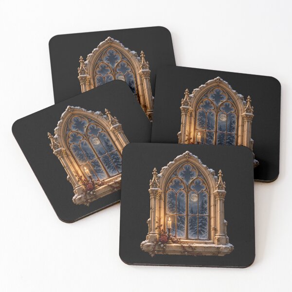 Item preview, Gothic Winter Window | Candlelit Dark Academia Art designed and sold by Briarmoire.