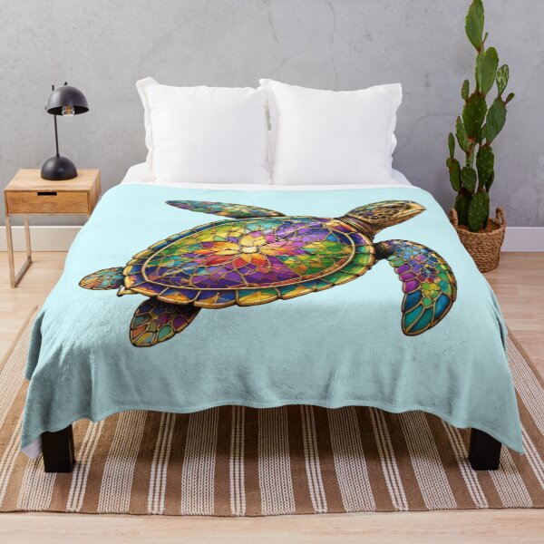 Item preview, Rainbow Flower Shell Turtle Art | Rainbow Stained Glass Collection designed and sold by Zaru Art Studio.