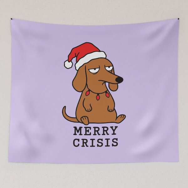 Item preview, Merry Crisis Grumpy Dachshund Christmas Meme designed and sold by MavtM.