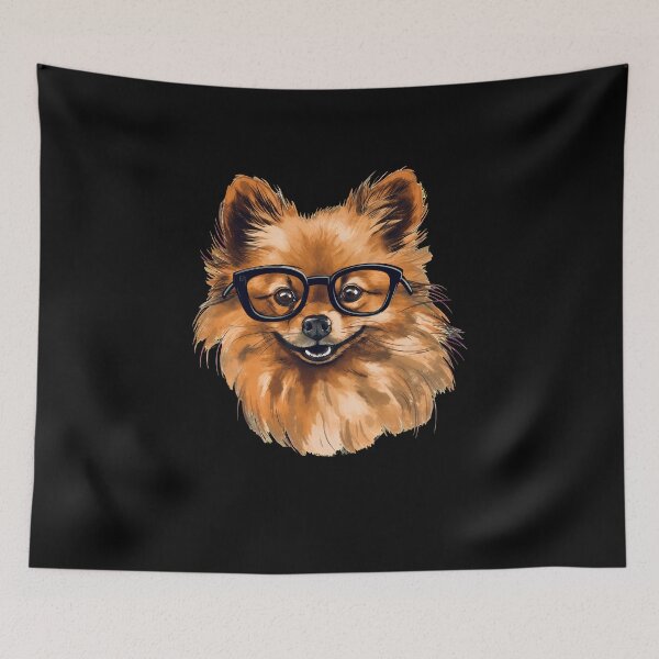 Item preview, Smart Pomeranian Dog with Glasses Portrait designed and sold by GiaoCalonas.