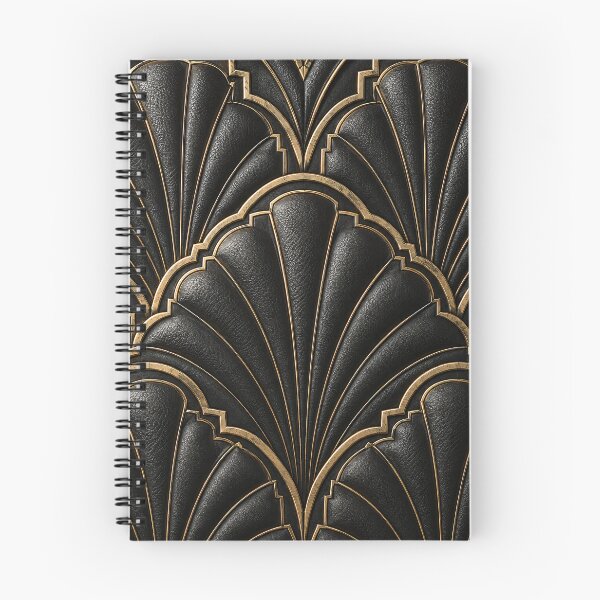 Item preview, Black and Gold Art Deco Fans – Luxury Geometric Leather Pattern designed and sold by Kaleidoscope Print.