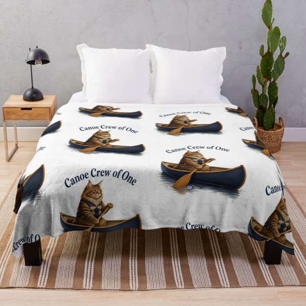 Item preview, Maine Coon Cat Paddling a Canoe on a Calm Lake designed and sold by PurrBloom Studio.