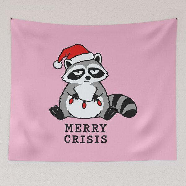 Item preview, Merry Crisis Grumpy Raccoon Christmas Meme designed and sold by MavtM.