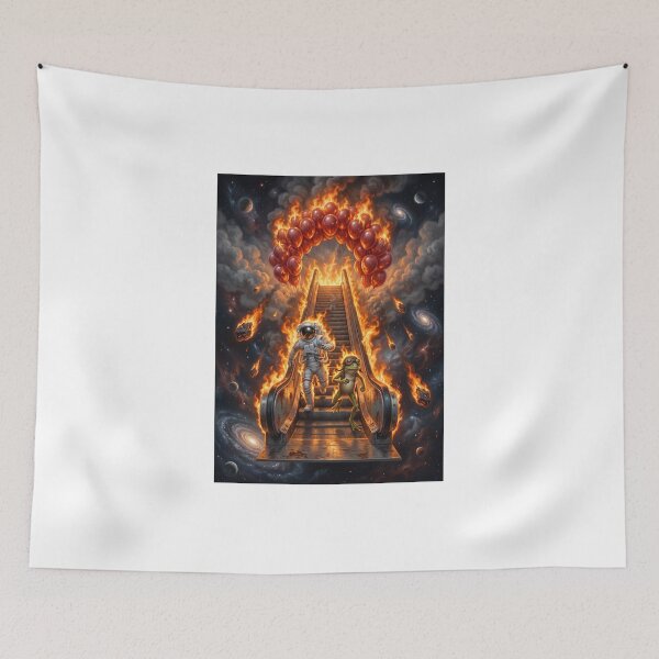 Item preview, Cosmic Burning Escalator Astronaut and Frog Pop Surrealism Art designed and sold by Rain-Road.