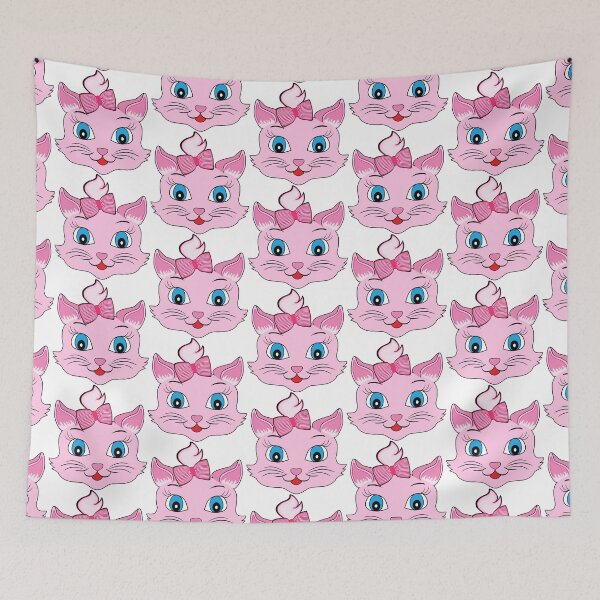 Item preview, Pink cat with big blue eyes and ribbon designed and sold by mimsyx.