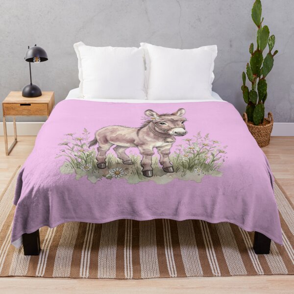 Item preview, Cute Baby Donkey With Daisy Flowers designed and sold by bvdesignart.