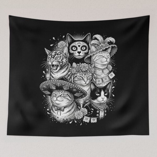 Item preview, Dia de los Muertos Cats Sugar Skull designed and sold by dudelinart.