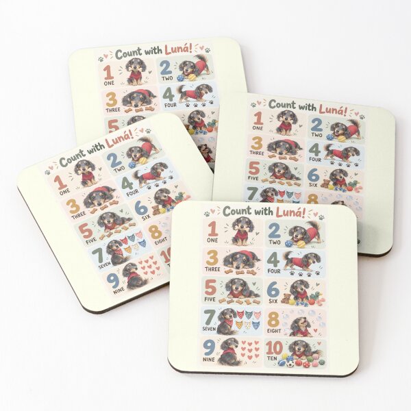 Item preview, Luná’s Cute English Numbers 1–10 Chart – Count with a Miniature Dachshund designed and sold by LunaDogStudio.