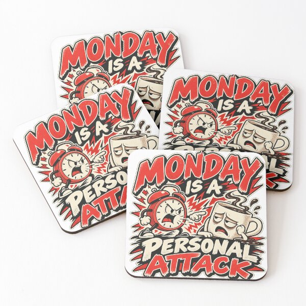 Item preview, Monday Is a Personal Attack Funny Alarm Clock and Coffee designed and sold by i-Dezigns.