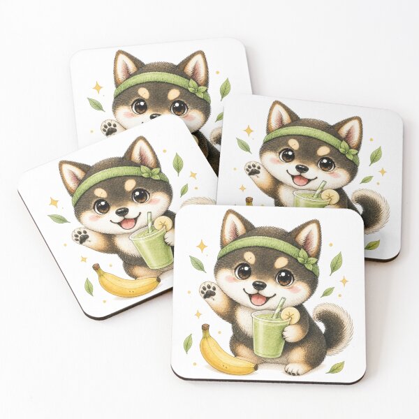 Item preview, Sesame Shiba Inu with a Matcha Banana Smoothie designed and sold by Kawaii Matcha Studio.