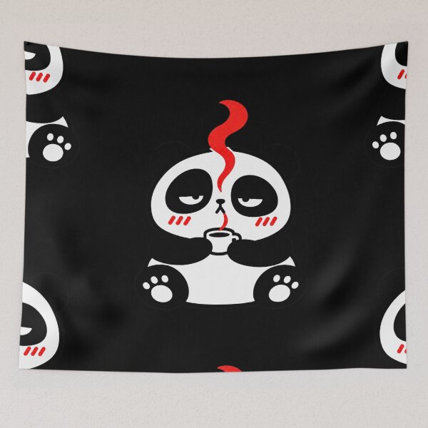 Item preview, Sleepy Panda with Coffee – Funny Kawaii Tired Panda Doodle designed and sold by ColorSplash123.