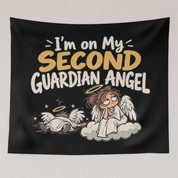 Item preview, I'm on My Second Guardian Angel - Funny Sarcastic Angel Humor designed and sold by Fragy72.
