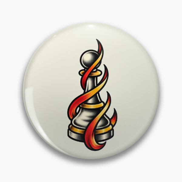 Artikelvorschau, Flammender Schachbauer – Tattoo-Vorlage im amerikanischen Stil entworfen und verkauft von Scandi-Design.